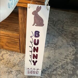 Easter Bunny Sign with Purple Accents